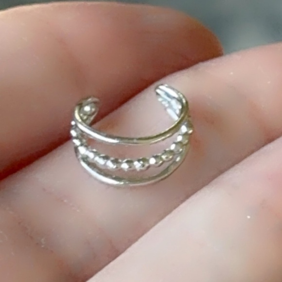 Platinum Plated Three Band Ear Cuff - Picture 3 of 13